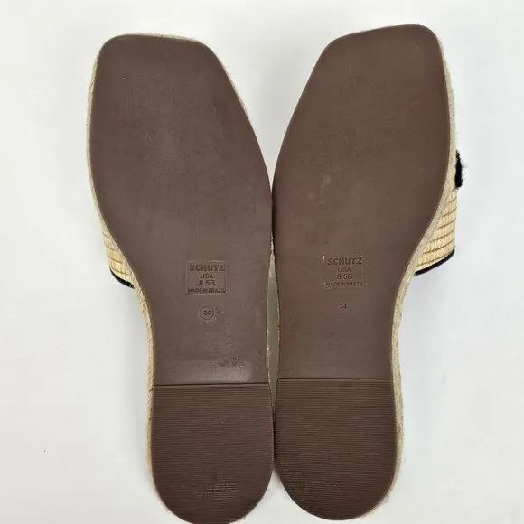 SCHUTZ Women's Sun Sun Rafia Emilien Slide Slip On Sandals Women Size 8.5 B