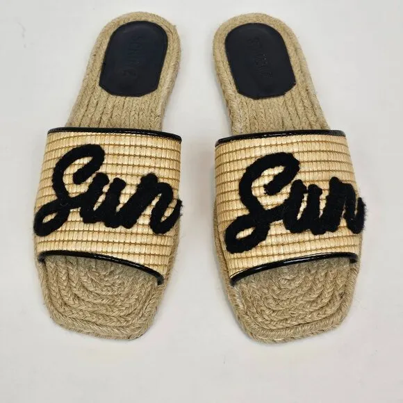 SCHUTZ Women's Sun Sun Rafia Emilien Slide Slip On Sandals Women Size 8.5 B
