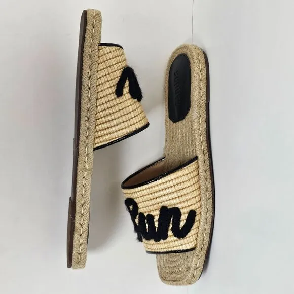 SCHUTZ Women's Sun Sun Rafia Emilien Slide Slip On Sandals Women Size 8.5 B