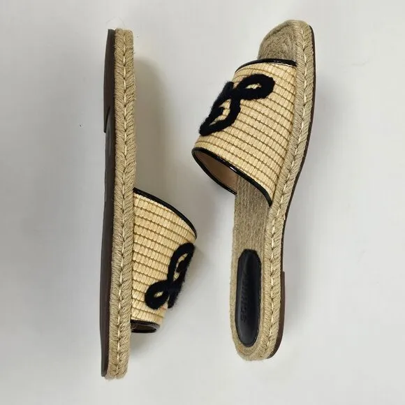 SCHUTZ Women's Sun Sun Rafia Emilien Slide Slip On Sandals Women Size 8.5 B