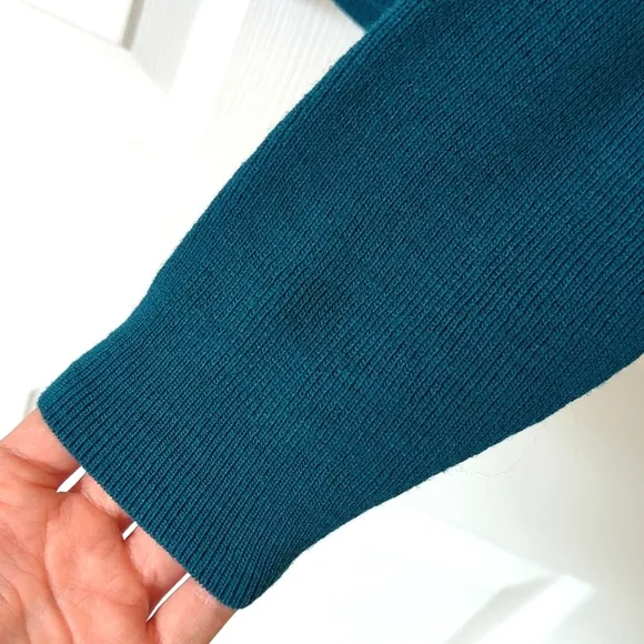 Sears 80's Vintage Deadstock Civona Light Ribbed Knit V-neck Sweater Teal Blue L
