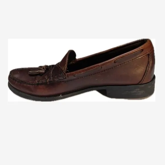 Sebago Loafers Shoes Men's Size 7.5 S Hand Sewn In USA Brown Leather Tassels