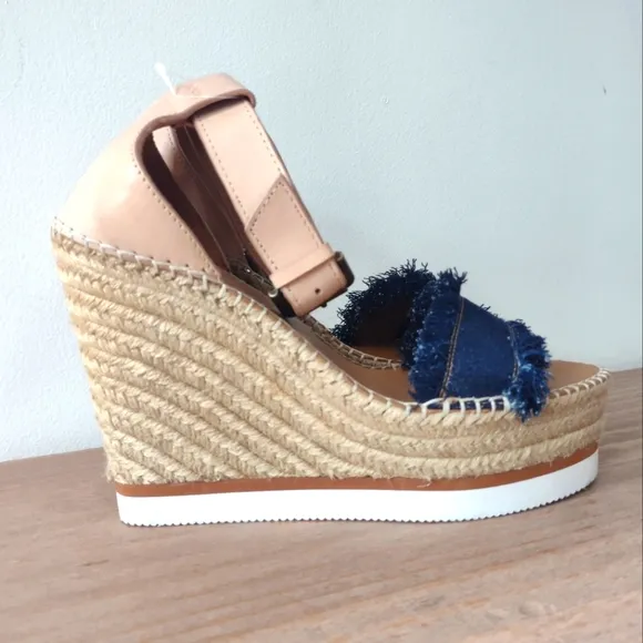 See By Chloé Glyn fringed wedge espadrille wedge sandals nwob 10.5