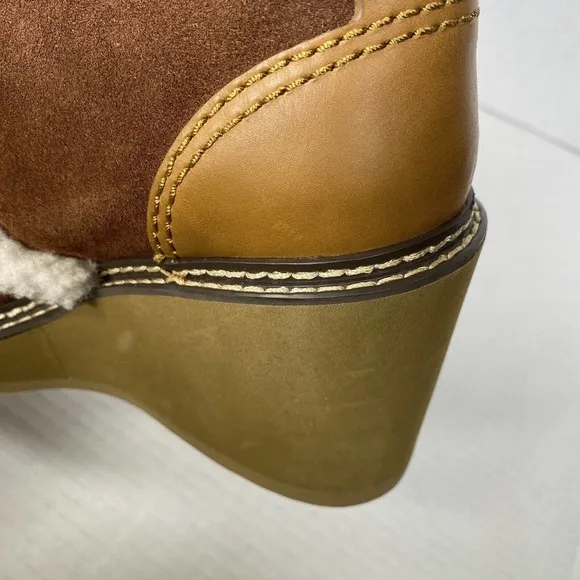 See by Chloe Boots Womens 38 Wedge Booties Eileen Platform Shearling Hiker US 8