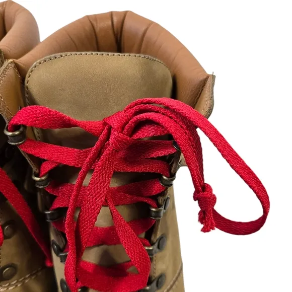 See by Chloe Eileen Chuncky Heel Hiking Tan Suede/Leather Boots