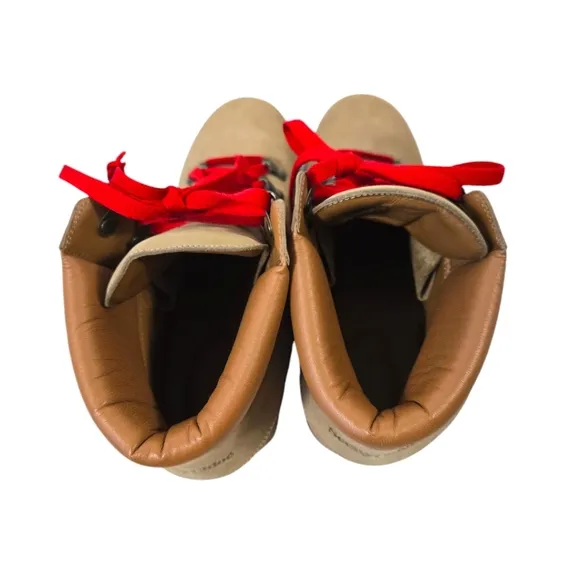 See by Chloe Eileen Chuncky Heel Hiking Tan Suede/Leather Boots