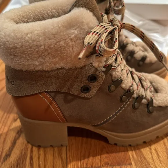 See By Chloe shearling hiker boots worn 1x for maybe an hour so basically new