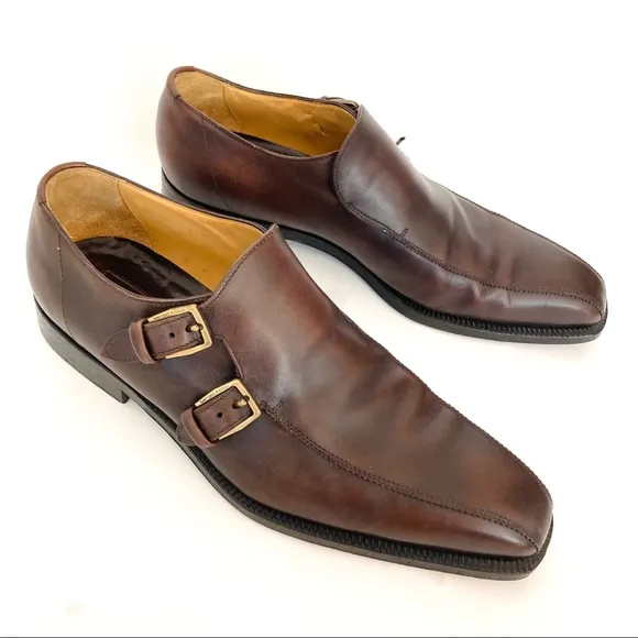 SERGIO ROSSI MENS BROWN LEATHER LOAFERS SIZE 8
