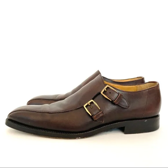 SERGIO ROSSI MENS BROWN LEATHER LOAFERS SIZE 8