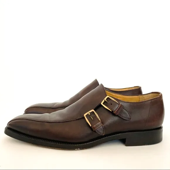 SERGIO ROSSI MENS BROWN LEATHER LOAFERS SIZE 8