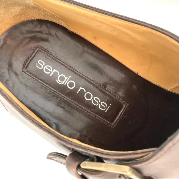 SERGIO ROSSI MENS BROWN LEATHER LOAFERS SIZE 8
