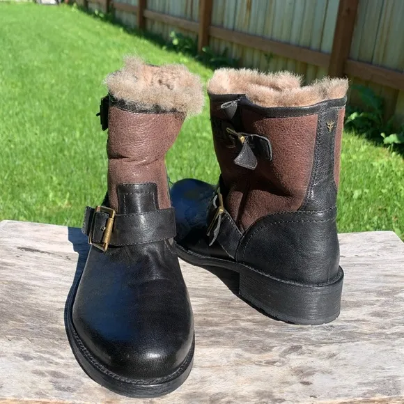 Shearling Lined Moto Boots TRASK Brenna