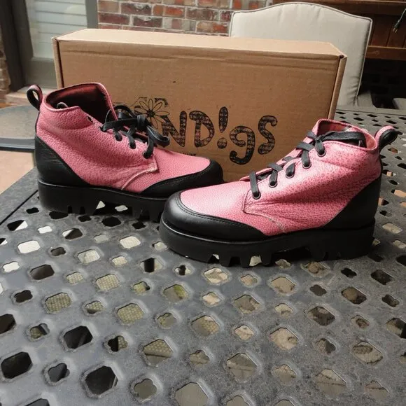 SHINDIGS Women's Pink Leather Hiking Boots Size 7B with Original Box