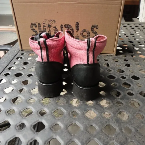 SHINDIGS Women's Pink Leather Hiking Boots Size 7B with Original Box