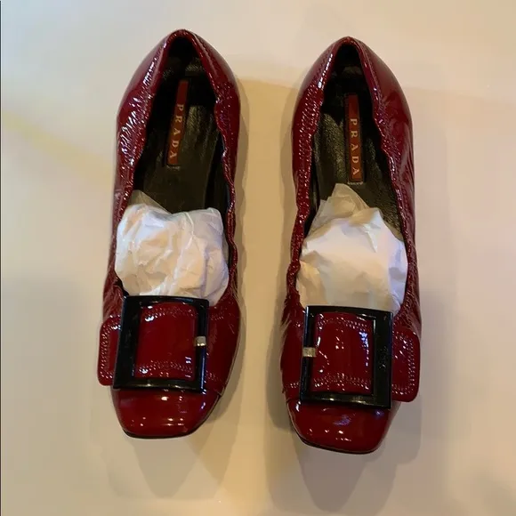 Shoes, flats - Prada Authentic red patent, stretch ballerina