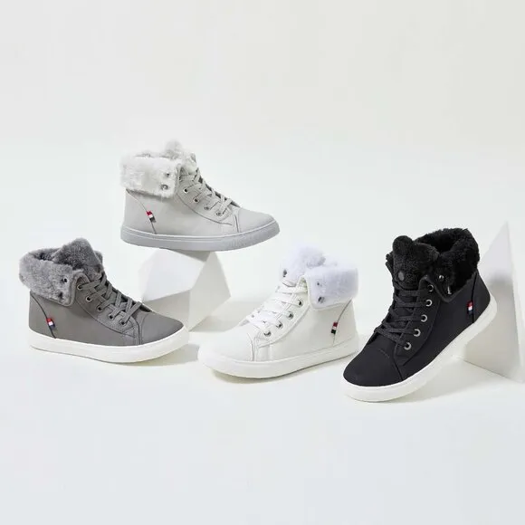 Shupua Ankle Boots Women White Polyurethane  Lace Up Combat Winter Fashion Snow
