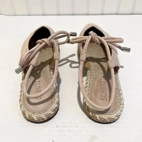 Shutz Laba Slingback Ankle Tie Classic Girly Bohemian Espadrille Flats 8.5