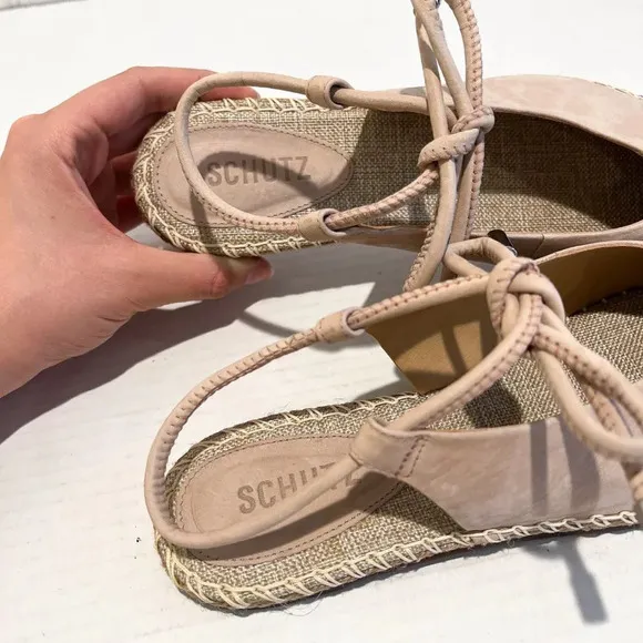 Shutz Laba Slingback Ankle Tie Classic Girly Bohemian Espadrille Flats 8.5