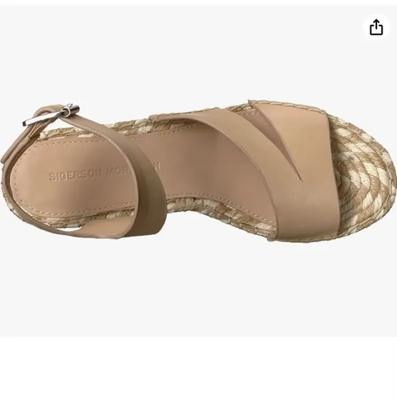 SIGERSON MORRISON Arien platform wedge Espadrilles Beige Nude leather sandal 8.5