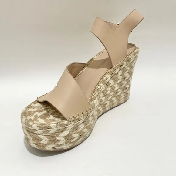 SIGERSON MORRISON Arien platform wedge Espadrilles Beige Nude leather sandal 8.5