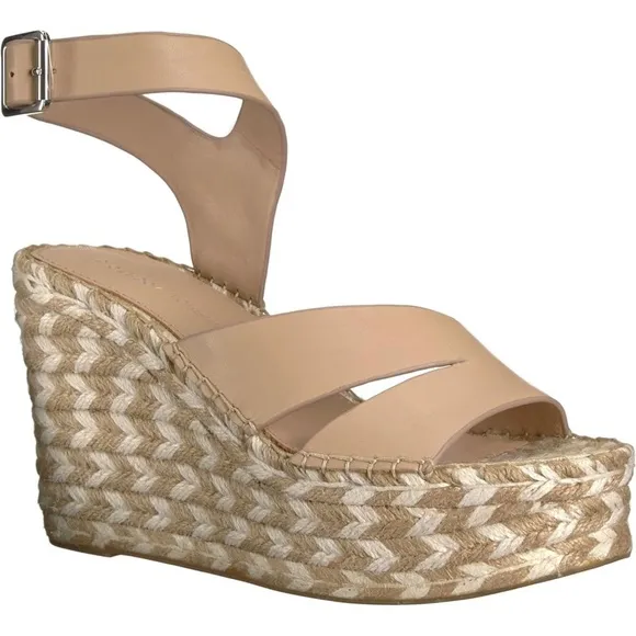 SIGERSON MORRISON Arien platform wedge Espadrilles Beige Nude leather sandal 8.5