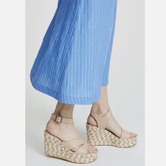 SIGERSON MORRISON Arien platform wedge Espadrilles Beige Nude leather sandal 8.5