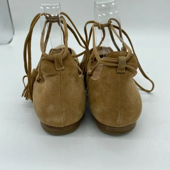 Sigerson Morrison Gladiator Lace Up Suede Point Toe Flats Brown Womens Size 7 B