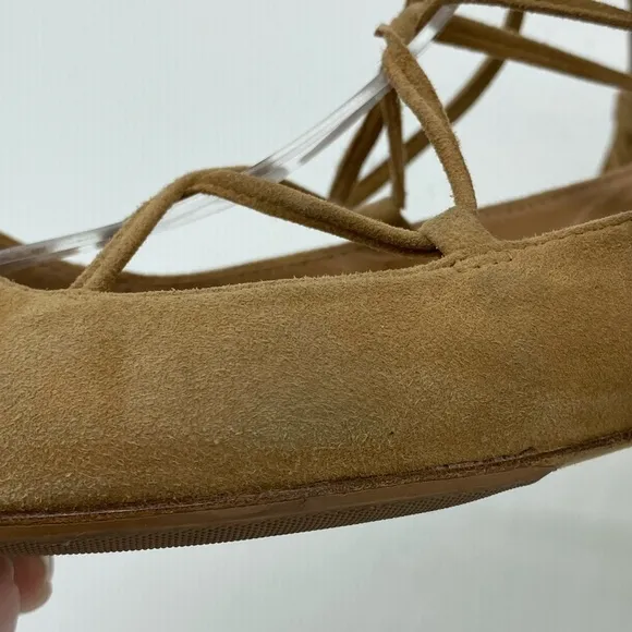 Sigerson Morrison Gladiator Lace Up Suede Point Toe Flats Brown Womens Size 7 B