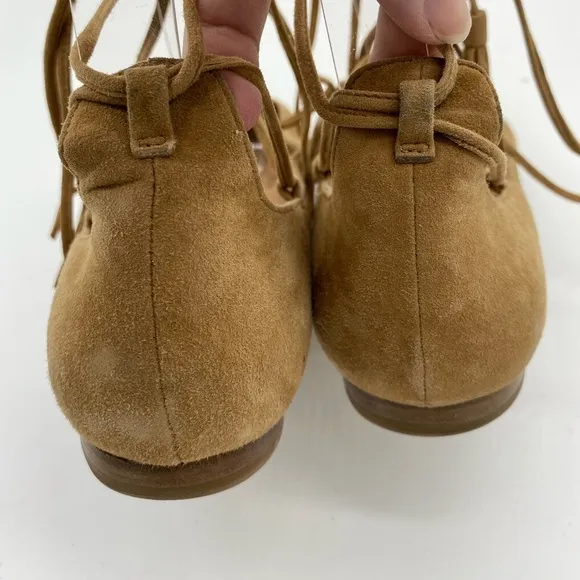 Sigerson Morrison Gladiator Lace Up Suede Point Toe Flats Brown Womens Size 7 B