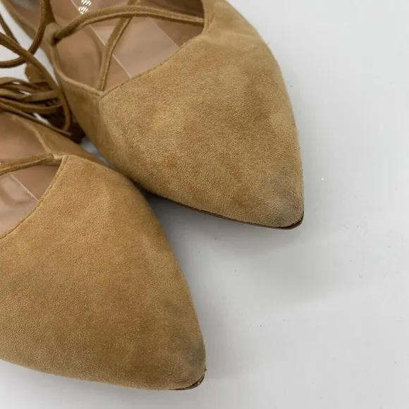 Sigerson Morrison Gladiator Lace Up Suede Point Toe Flats Brown Womens Size 7 B