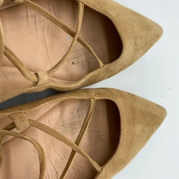 Sigerson Morrison Gladiator Lace Up Suede Point Toe Flats Brown Womens Size 7 B