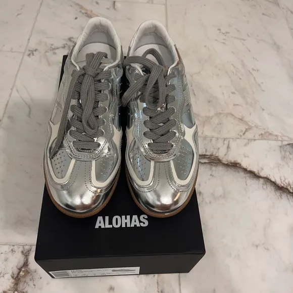 Silver and Gray Sneakers