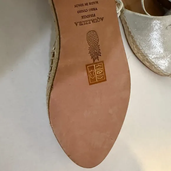 Silver Espadrille Lace-Up Flats