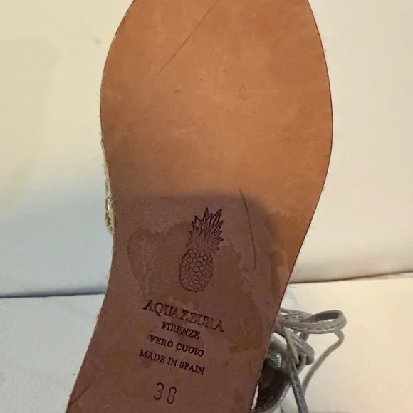 Silver Espadrille Lace-Up Flats