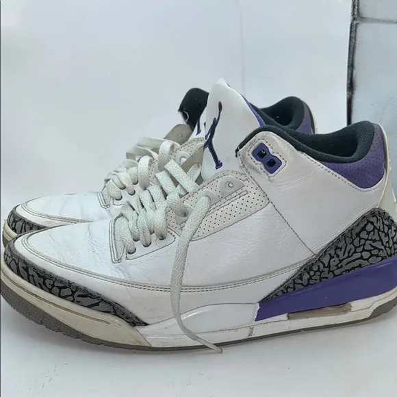 Size 10 - Jordan 3 Retro Mid Dark Iris White Leather Grey Suede (CT8532-105)