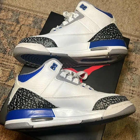 Size 4.5 Air Jordan Retro Sneakers in Racer Blue and White