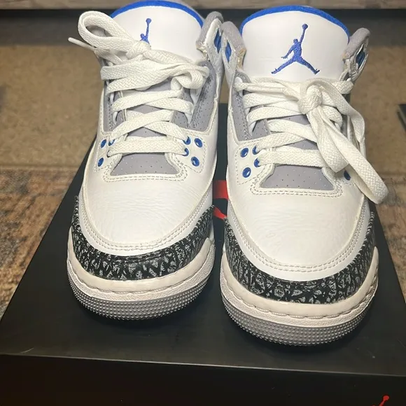 Size 4.5 Air Jordan Retro Sneakers in Racer Blue and White