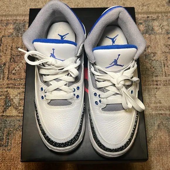 Size 4.5 Air Jordan Retro Sneakers in Racer Blue and White