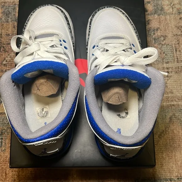 Size 4.5 Air Jordan Retro Sneakers in Racer Blue and White