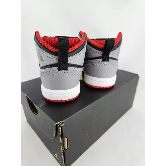 Size 4C - Air Jordan Retro 1 Mid Cement Grey Red Black Toddler - Brand New