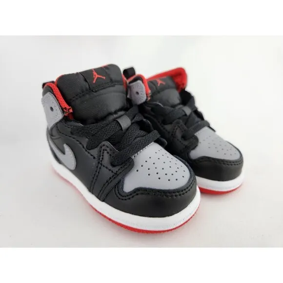 Size 4C - Air Jordan Retro 1 Mid Cement Grey Red Black Toddler - Brand New