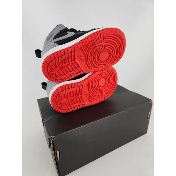Size 4C - Air Jordan Retro 1 Mid Cement Grey Red Black Toddler - Brand New