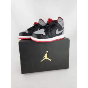 Size 4C - Air Jordan Retro 1 Mid Cement Grey Red Black Toddler - Brand New