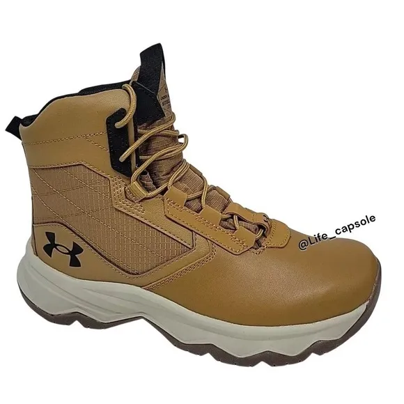 Size 6Y Under Armour Stellar‎ G2 6&quot; Tactical Boots Hiking Brown Outdoor Boys New