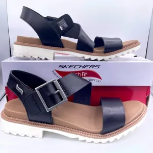 Skechers arch fit Lucy black vegan leather sandals women Size 9