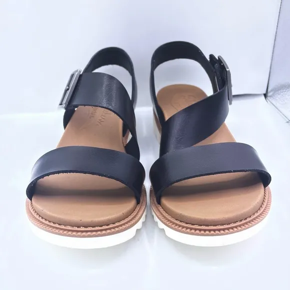 Skechers arch fit Lucy black vegan leather sandals women Size 9