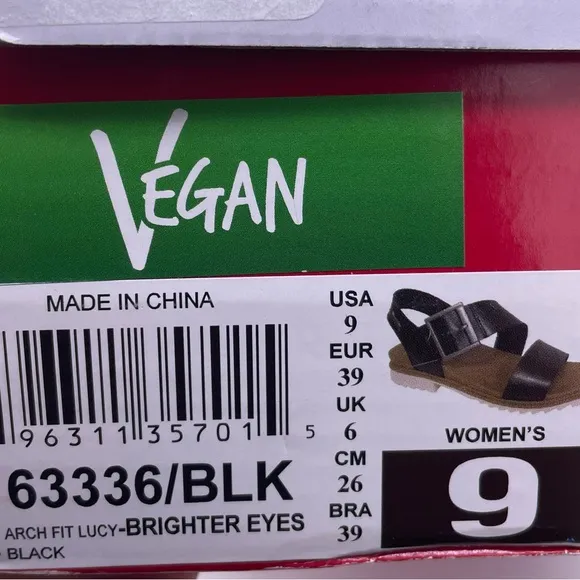 Skechers arch fit Lucy black vegan leather sandals women Size 9