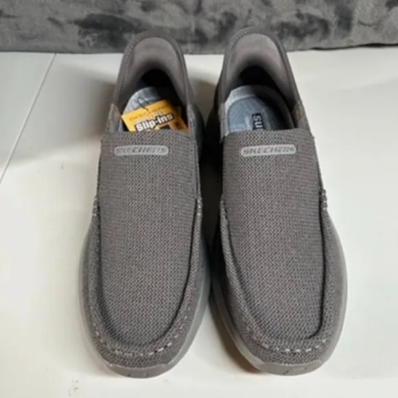 Skechers Slip-Ins Parson Relaxed Fit Moccasin‎ Loafers Comfort Shoes Gray Mens 8