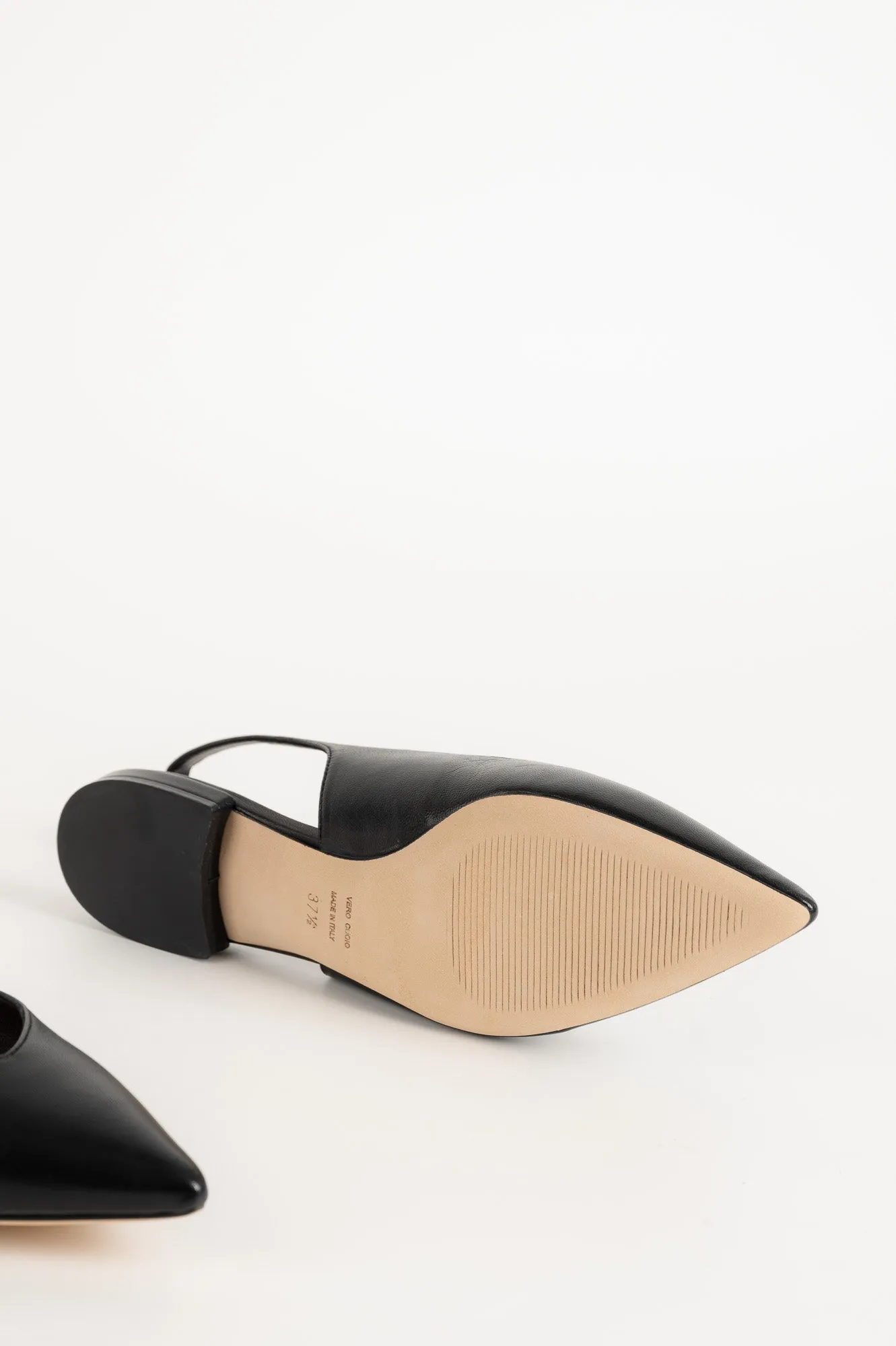Slingback Flat Malin 600 | Svart Skinn