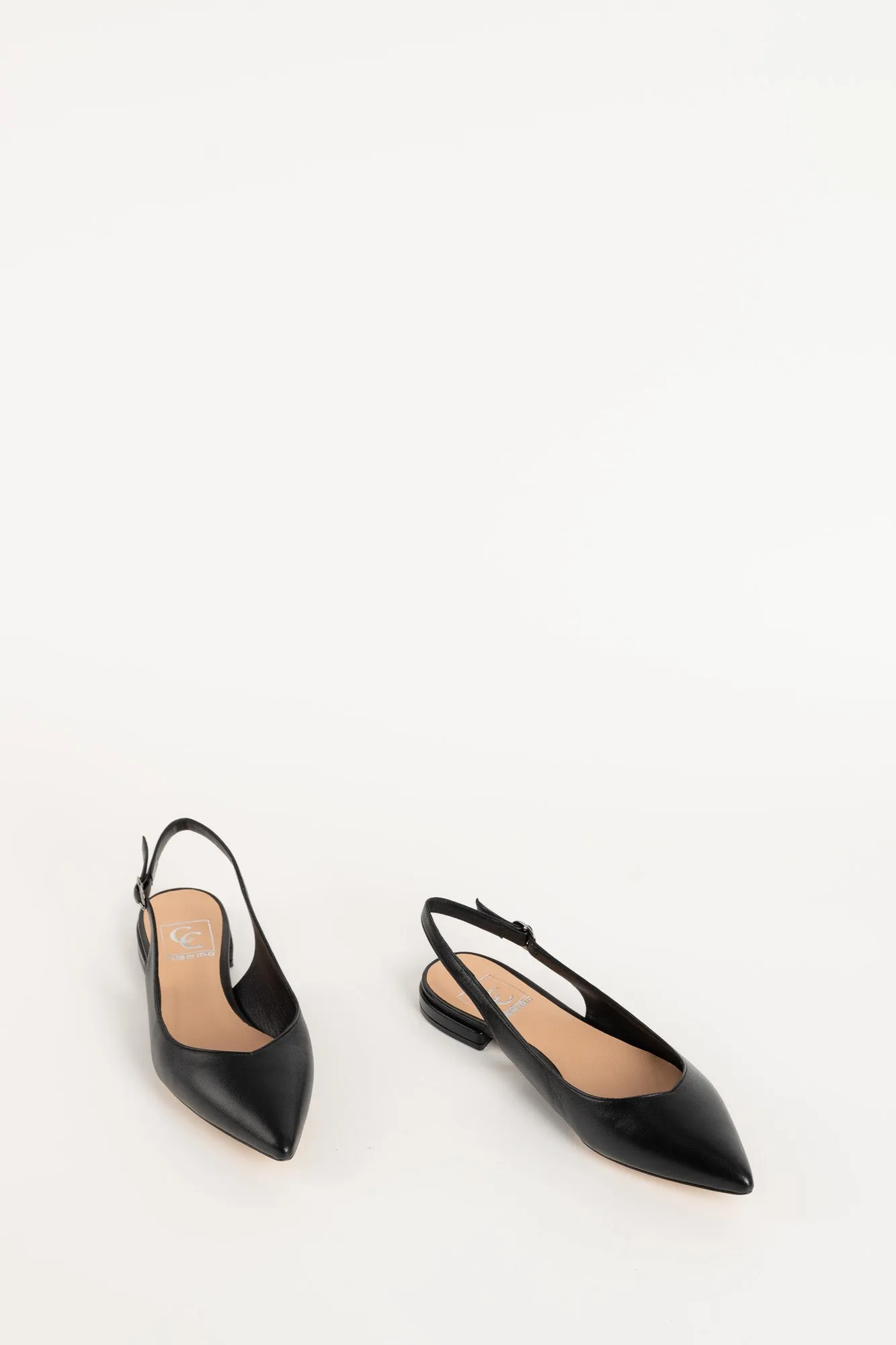 Slingback Flat Malin 600 | Svart Skinn